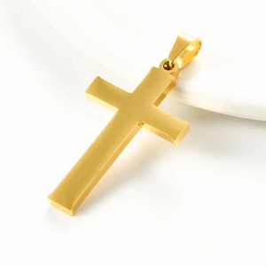 Collier pendentif croix simple en acier inoxydable, couleur argent, or, noir, pour hommes et femmes, bijoux religieux chrétiens, charmes de prière - Product Image 4