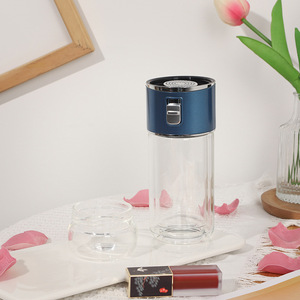 Mini Tea Infuser Cup Double Wall Glass With Filter Portable Travel Office Use - Product Image 1