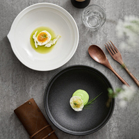 Bol à soupe en céramique japonaise moderne, noir mat et blanc glacé, bol à riz ramen, bol à salade en céramique minimaliste pour restaurant