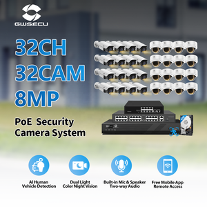 Système de caméra de sécurité PoE GWSECU 32 canaux 4K avec comparaison faciale IA, audio bidirectionnel et vision nocturne couleur intégrale - Product Image 2