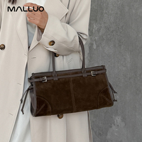 Tas Selempang Kulit Asli Vintage Musim Gugur 2026, Tas Tangan Wanita Suede Modis, Tas Bahu Klasik