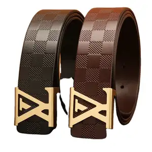 Ceinture Fabricant Largeur Laiton Massif Brossé Z Lettre Vache Cuir Vis Amovible Perlé Boucle Western Ceinture Pour Hommes