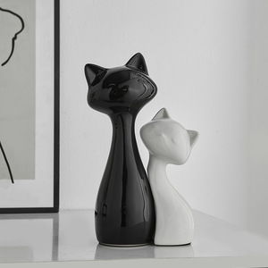 <span class=keywords><strong>Statue</strong></span> de chaton art déco en céramique 3D avec motif végétal Décoration artisanale pour les occasions d'anniversaire Knick-Knack - Product Image 2