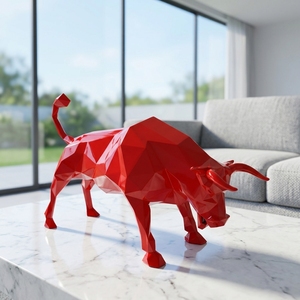Estatua <span class=keywords><strong>de</strong></span> <span class=keywords><strong>Toro</strong></span> Rojo Geométrica <span class=keywords><strong>de</strong></span> Resina <span class=keywords><strong>de</strong></span> Fibra <span class=keywords><strong>de</strong></span> Vidrio con Forma <span class=keywords><strong>de</strong></span> Animal, 140 cm, 30 kg, para Decoración <span class=keywords><strong>de</strong></span> Interiores y Coleccionismo, Gran Venta 2019 - Product Image 6