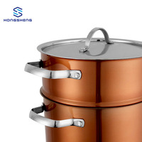 Nouvelle conception, vente en gros, pot à couscous en acier inoxydable 201, cuiseur vapeur double couche, pot à soupe avec couleur cuivre