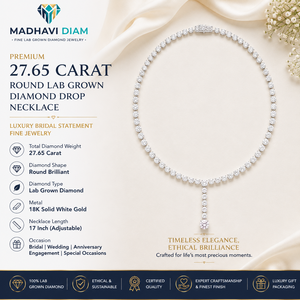 Collier pendentif en or blanc avec diamant rond cultivé en laboratoire de 27,65 carats en or massif 18 carats - Product Image 1