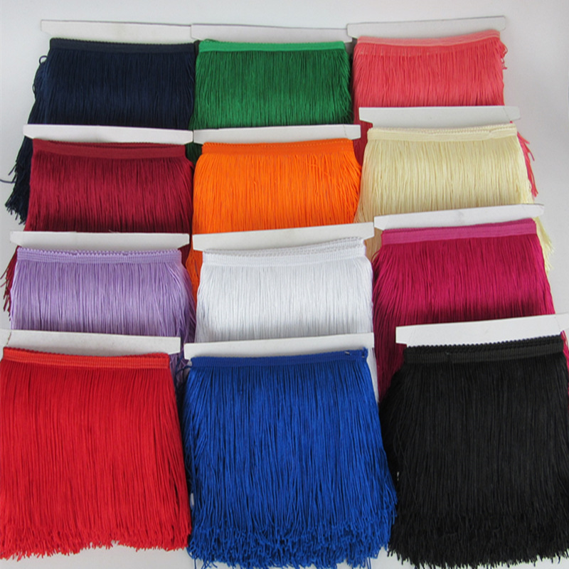 15CM Satin Colorful Polyester Tassel Fringe Lace For Dance Skirt Dress Tassel Fringe Trim