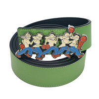 Ceinture Yogoo personnalisée en alliage de zinc avec boucle émaillée, logo imprimé 3D style Y2K et design personnalisé, ceinture en cuir vert