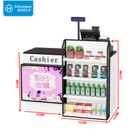 Comptoir de caisse de supermarché en acier et bois, style simple, pour magasin de proximité