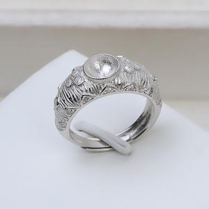 Bague Princesse Rétro Européenne et Américaine en Argent S925 Faite à la Main Wenchi, Support Creux pour Perles 7-8, Perles Semi-finies - Product Image 2