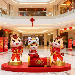 Ticari Yılbaşı Dekorasyonu CNY 2026 Dekoratif Fiberglas At Heykeli Alışveriş Merkezi ve Otel Dekorasyonları İçin - Product Image 3