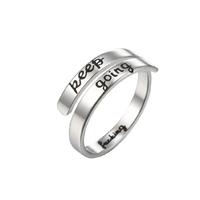 Bague ajustable unisexe simple à double couche en acier inoxydable électroplaqué, gravée, style ouvert, inspirée de la mode japonaise et coréenne - Je Suis Suffisante