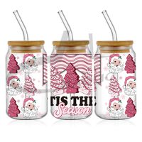 Haolic Rose Chritams UV DTF CUP Wrap Pour 16oz Verre Peut Envelopper Cadeau De Noël Gobelet Wrap UV DTF Autocollant