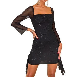 Abito corto aderente in Chiffon, <span class=keywords><strong>abbigliamento</strong></span> personalizzato Casual da <span class=keywords><strong>donna</strong></span> con collo quadrato a manica lunga - Product Image 5