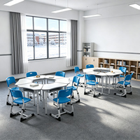 Ensemble de chaise de bureau ergonomique à hauteur réglable moderne pour étudiants, plateau de table en MDF, structure en métal pour utilisation en salle de classe scolaire