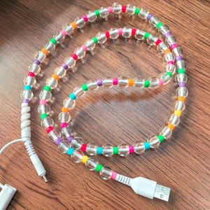 Caricabatterie per Auto con Perline Colorate Trasparenti, Cavo di Ricarica per <span class=keywords><strong>Telefono</strong></span> con Perline Carino e Originale - Product Image 3