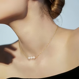 <span class=keywords><strong>Collar</strong></span> <span class=keywords><strong>de</strong></span> <span class=keywords><strong>Perlas</strong></span> <span class=keywords><strong>de</strong></span> Agua Dulce <span class=keywords><strong>de</strong></span> Grado AAA con Cadena en O, Chapado en Oro y Rodio sobre Plata <span class=keywords><strong>de</strong></span> Ley 925, Diseño Minimalista y Elegante, Venta al Por Mayor <span class=keywords><strong>de</strong></span> Fábrica - Product Image 2