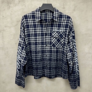 Camiseta Vintage Estampada a Cuadros con Botones, Camiseta Oversize con Pedrería y Lavado Ácido, 100% Algodón, Camisas de Manga Larga para Hombre Tallas Grandes - Product Image 3