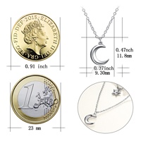 Fine Jewelry Collier pendentif double couche lune et étoile en argent sterling 925