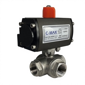 วาล์วบอล 3 ทาง C-MAX พร้อมตัวกระตุ้นลม 1 นิ้ว NPT วาล์วควบคุมน้ำ 1000PSI อุณหภูมิปกติ - Product Image 3
