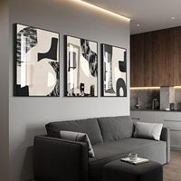 Pintura Decorativa Moderna de Lujo para el Hogar, Arte Abstracto Minimalista en Blanco y Negro, Pintura de Porcelana de Cristal para Pared