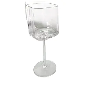 Custom Hot Sale Product Square White Red Wine Glass Champagne Flutes Cylinder Design Water Goblets Glass