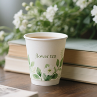 Gobelets en carton biodégradables à double paroi pour café, thé et boissons, avec couvercle, 8oz, 12oz, 16oz, motif fleurs, pour cafés éthiopiens