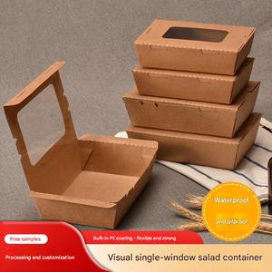 Boîtes alimentaires jetables en papier kraft avec fenêtre pour salades de fruits, riz frit et plats à emporter – Vente en gros et personnalisation - Product Image 6