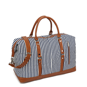 Bolsa de viaje a rayas clásica personalizada, bolsa de viaje de lona para equipaje de mano, paquete de viaje para hombres y mujeres - Product Image 2