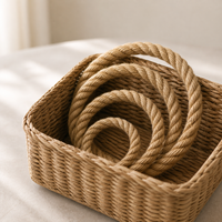 Anneaux de lancer en corde de jute naturelle, épaisseur 1,4 cm, torsadés à 3 brins, décoration rustique, faits à la main, tissés, unisexe