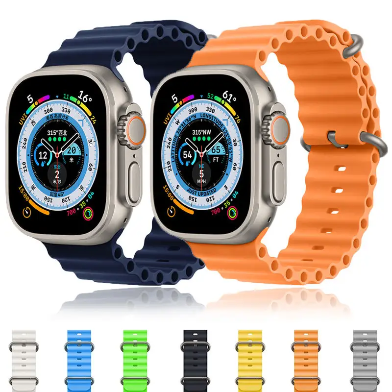Fashion Ocean Loop Rubber Smart Watch Band Silicone iWatch Straps For Apple Watch Band For Apple Watch Series 7 8 Ultra Bands
