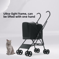 Poussette pliable compacte et légère pour animaux de compagnie, porte-chien et porte-chat avec quatre roues universelles pour les voyages et les promenades