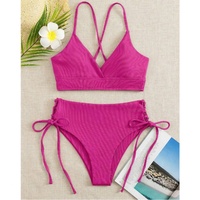 Guangzhou Outpace Ensemble de bikini push-up 2 pièces asymétrique à nouer sur le côté pour femme, tenue de plage