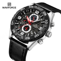 Nouveau NAVIFORCE 8043 BGNB montre à Quartz de mode pour hommes avec chiffres verts cadran pleine Date montre pour hommes cadeau bracelet en cuir montre-bracelet