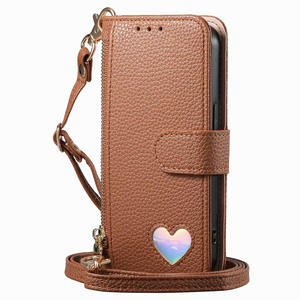 For Samsung <strong>Galaxy</strong> S25 Ultra/A16/A17/A25/A05 Cross Shoulder Wallet Flip case Cover <strong>Heart</strong> Design - Product Image 2