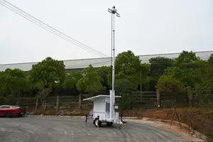 Remorque mobile de surveillance solaire motorisée avec mât électrique de 9m pour commercial