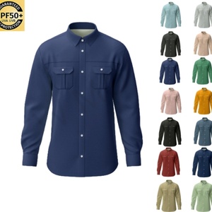 เสื้อตกปลาสีพื้นแบบกำหนดเองได้หลายสี ชุดตกปลากลางแจ้ง ป้องกันแสงแดด แห้งเร็ว เสื้อเชิ้ตตกปลาแขนยาวติดกระดุม - Product Image 1