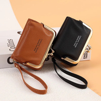 Dompet Selempang Wanita Kulit PU Tas Ponsel Dompet Kecil Resleting Tempat Kartu Dompet Wanita Modis dengan Tali