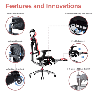 Meubles de maison commerciaux Chaise de bureau de jeu réglable confortable Caractéristiques ergonomiques Repose-pieds en matériau maillé durable - Product Image 3