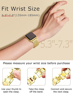 Bracelet de montre en acier inoxydable plaqué or 18 carats pour <span class=keywords><strong>Apple</strong></span> IWatch Series 11 10 9 8 7 6 5 4 3 2 1 Ultra <span class=keywords><strong>SE</strong></span> - Product Image 2