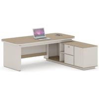 Bureau de direction en forme de L, table de patron en bois épais de 50 mm, poste de travail moderne en MDF avec tiroir de rangement