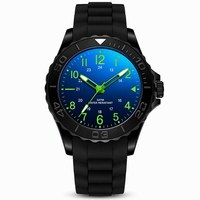 Montre à Quartz Sportive Noire en Gros, Cadran Bleu, Aiguilles Lumineuses, Bracelet en Silicone pour Étudiant, Robuste 5ATM, Montre à Quartz Décontractée