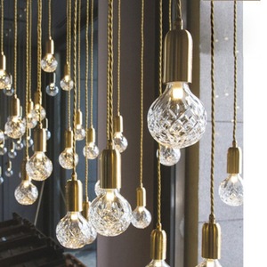 โคมไฟระย้าแก้ว LED สไตล์โมเดิร์นมินิมอล E27 หัวเดียวทรงกลม สำหรับตกแต่งบ้าน ร้านอาหาร บาร์ - Product Image 5