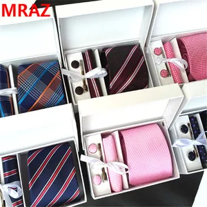 Hoge kwaliteit modieuze polyester solid kleurrijke stropdas gift set, relatiegeschenk set