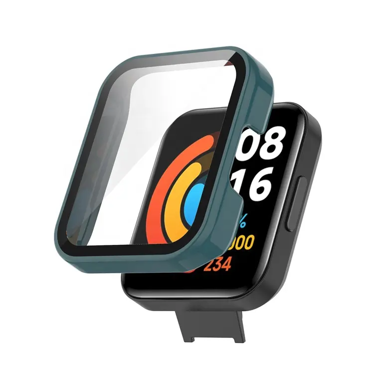 Estuche rígido para PC con protector de pantalla de vidrio templado ultrafino compatible con la cubierta de Redmi Watch 2 Horloge 2
