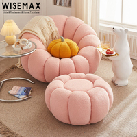 WISEMAX FURNITURE Chaise inclinable en forme de pétale de style français Chaise de loisirs blanche crème avec repose-pieds pour appartement