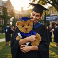 Ours en peluche personnalisé en coton PP rembourré de polyester avec chapeau et toge bleus pour la remise des diplômes