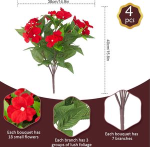 Flores Artificiales de <span class=keywords><strong>Impatiens</strong></span> Simuladas para Decoración de Mesa de Comedor, Jardín, Patio y Exteriores - Product Image 5