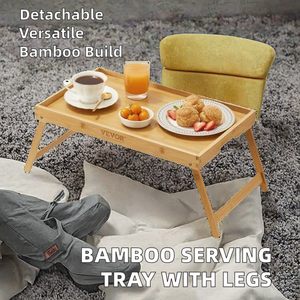 클래식 서빙용 유연한 스탠딩 대나무 트레이 홀더, 탈부착 가능한 디자인, 접이식 다리, 래커 마감, 다기능 대형 음식 트레이 - Product Image 6