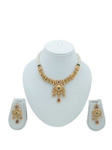 DIVYORO Conjunto de collar de filigrana de loto etéreo de lujo, joyería tradicional de latón y cobre chapada en oro para ceremonia nupcial de mujeres - Product Image 1